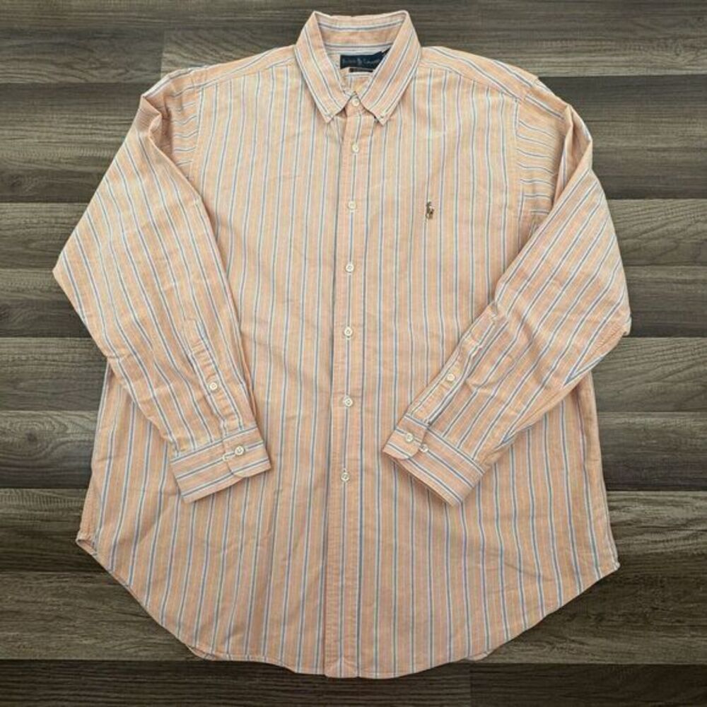 Polo Ralph Lauren Classic Fit Men's 17.5 34/35 Multicolor Stripe‎ Cotton Button